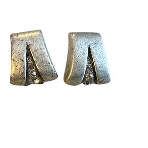 So Rachel By Longaberger Stud Earrings Chunky Gray Metal Rhinestones Boho